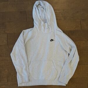 Nike Funnel Neck Fleece‎ Pullover Hoodie Sweatshirt Light Gray Womens Size Large